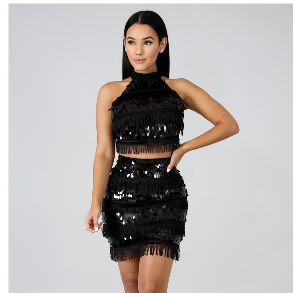 Birthday Party Sequin fringe palazzo set - Picture 7 of 7
